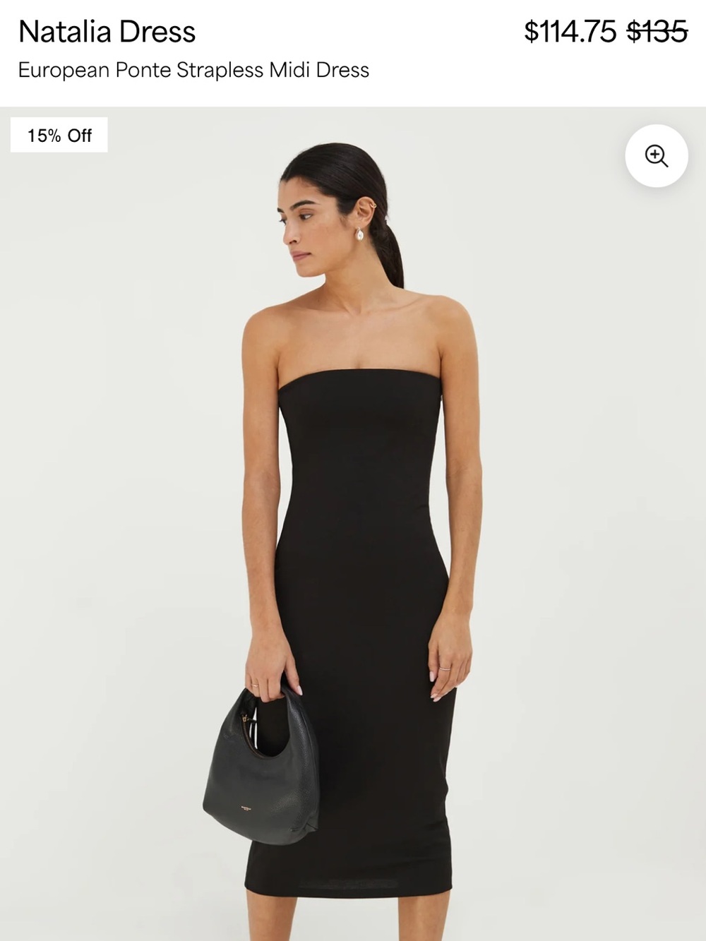 Marcella NYC Natalia Strapless Ponte Midi Dress Black Size M